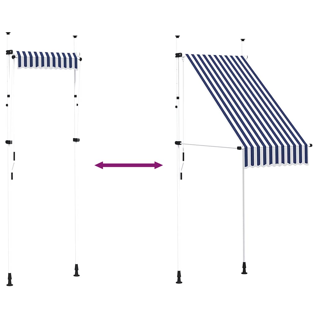 Manual Retractable Awning 39.4" Blue and White Stripes
