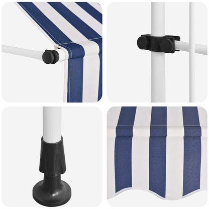 Manual Retractable Awning 39.4" Blue and White Stripes