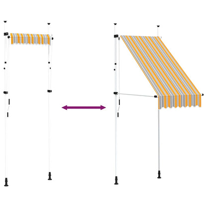 145830 vidaXL Manual Retractable Awning 100 cm Yellow and Blue Stripes