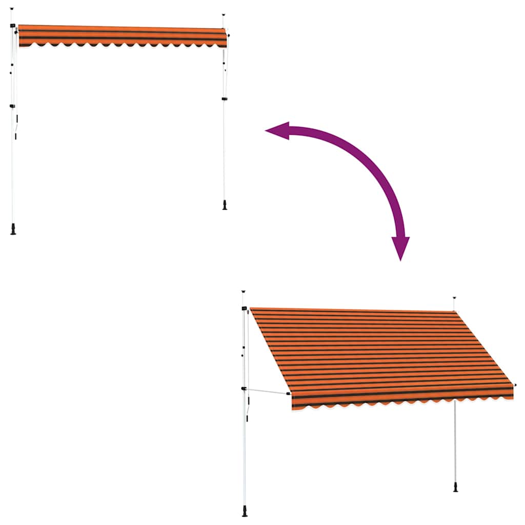 145839 vidaXL Manual Retractable Awning 350 cm Orange and Brown