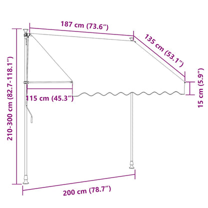 Manual Retractable Awning with LED 200 cm Blue and White