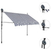 Manual Retractable Awning with LED 300 cm Blue and White