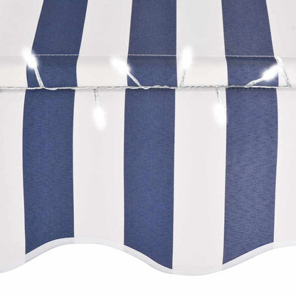 Manual Retractable Awning with LED 400 cm Blue and White