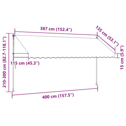 Manual Retractable Awning with LED 400 cm Blue and White