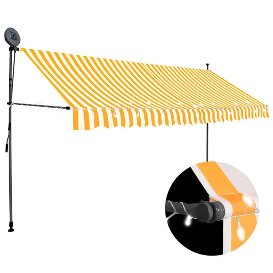 Retractable Awning | White and orange | Polyester with PU coating | Large
