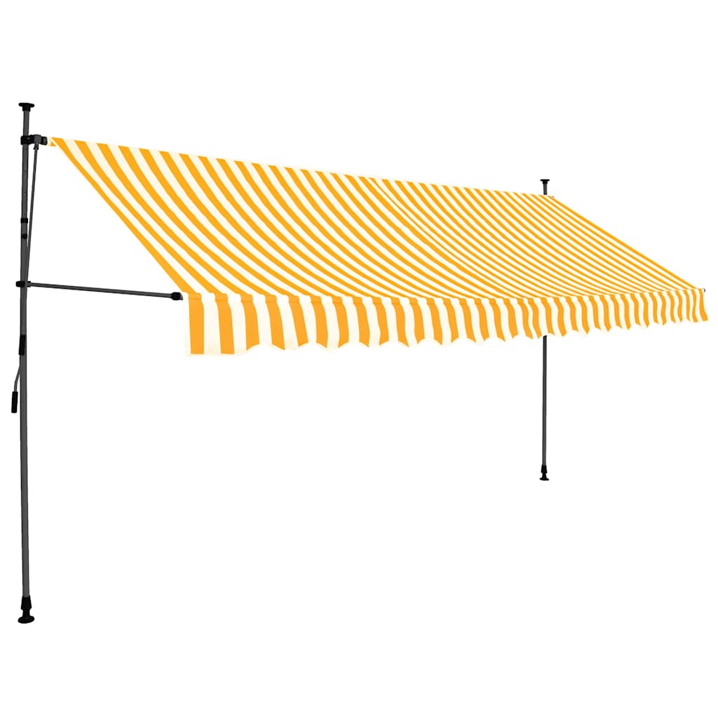 Manual Retractable Awning with LED 157.5" White and Orange