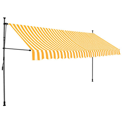 Manual Retractable Awning with LED 157.5" White and Orange