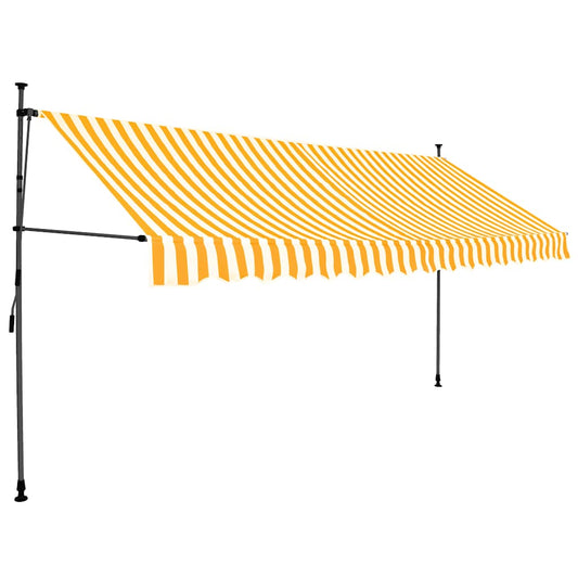Manual Retractable Awning with LED 157.5" White and Orange