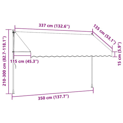 Manual Retractable Awning with LED 350 cm Cream
