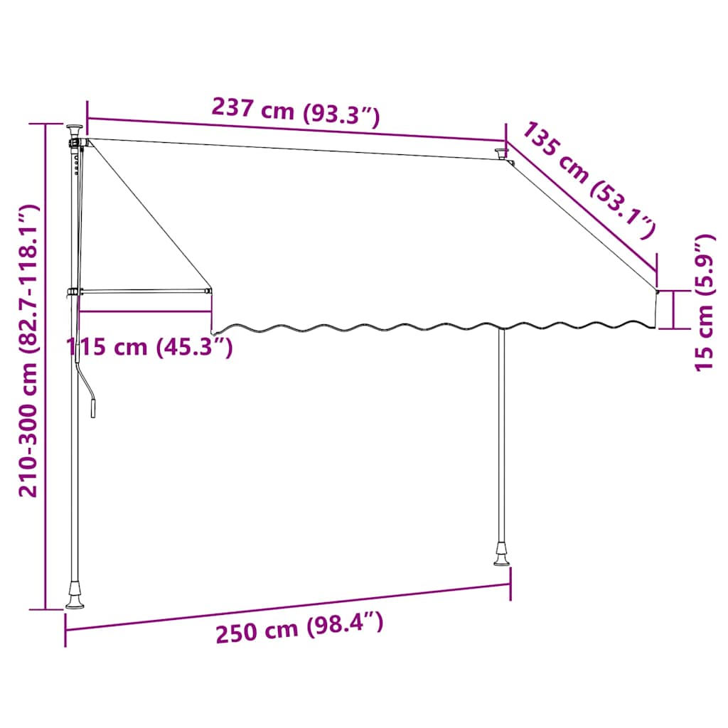 Manual Retractable Awning with LED 98.4" Orange and Brown