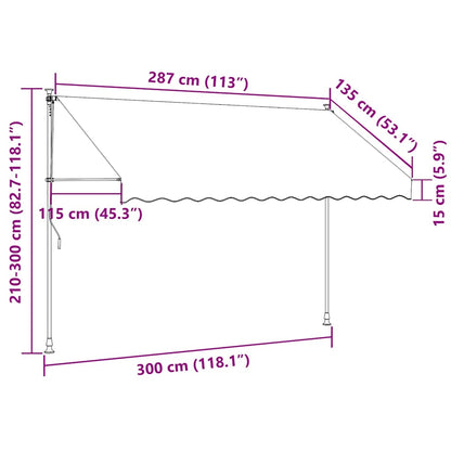 Manual Retractable Awning with LED 300 cm Orange and Brown