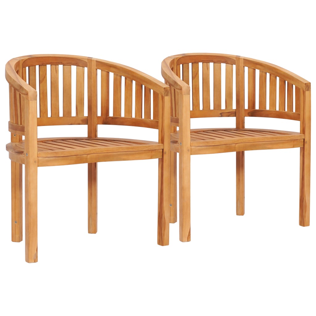 Banana Chairs 2 pcs Solid Teak Wood