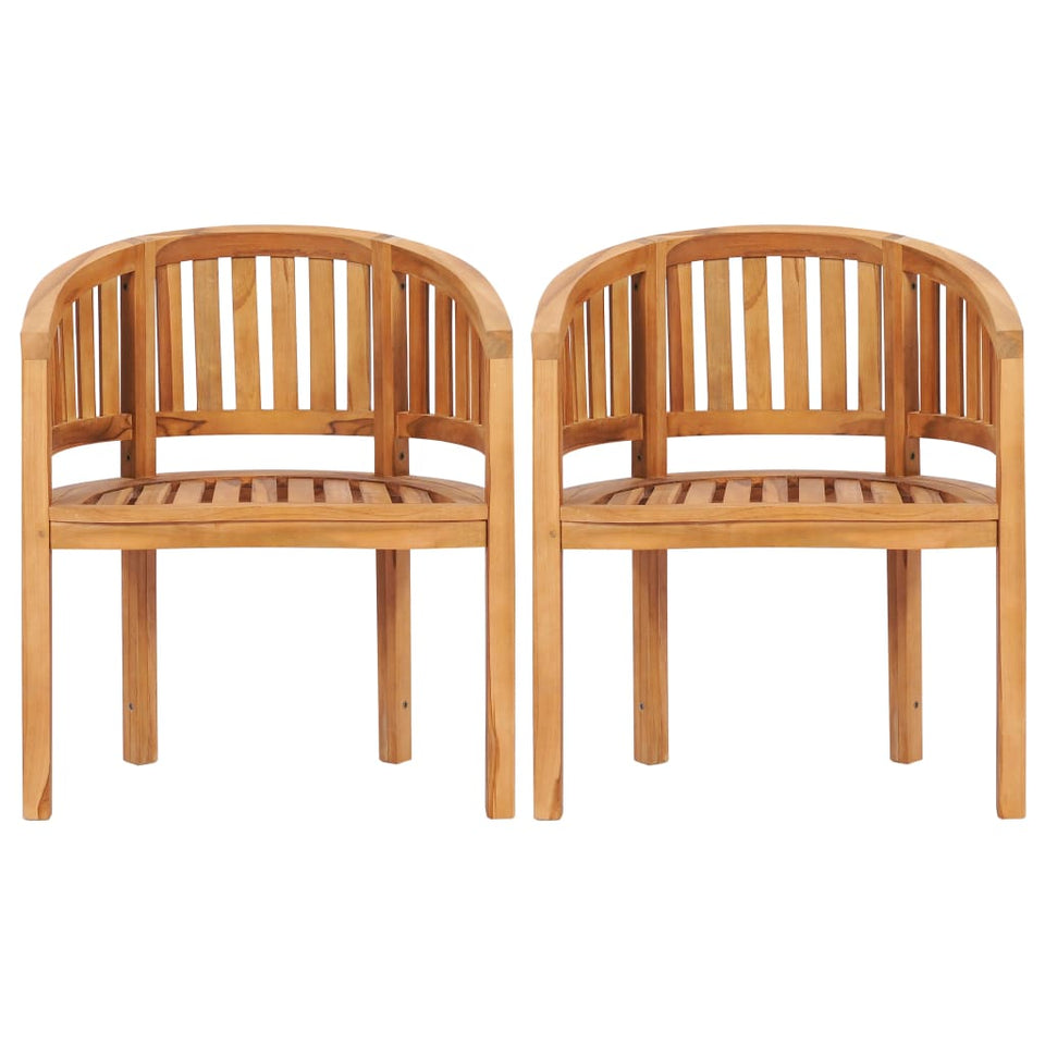 Banana Chairs 2 pcs Solid Teak Wood