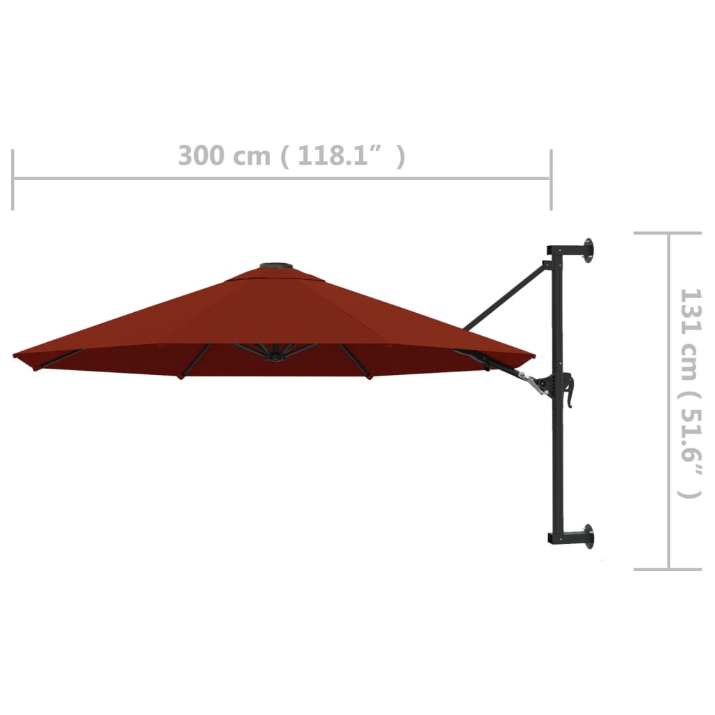 Wall-Mounted Parasol with Metal Pole 300 cm Terracotta