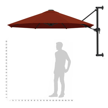 Wall-Mounted Parasol with Metal Pole 300 cm Terracotta