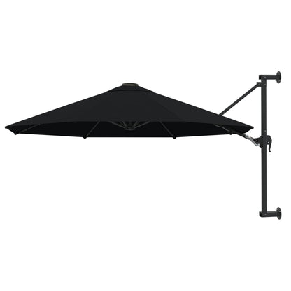 Wall-Mounted Parasol with Metal Pole 300 cm Black