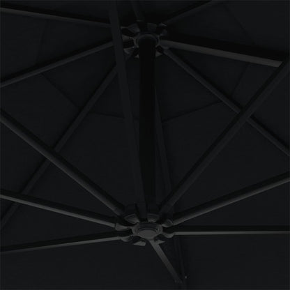 Wall-Mounted Parasol with Metal Pole 300 cm Black