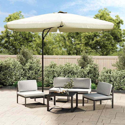 Garden Parasol | Sand White | Steel, Polyester | Large |  Collapsible