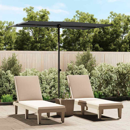 vidaXL Garden Parasol Anthracite Polyester Medium Height-Adjustable