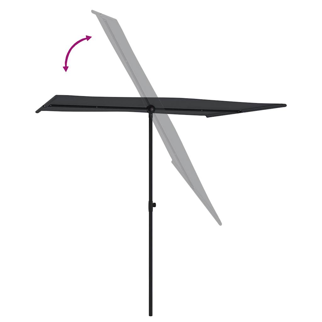 Garden Parasol | Black | Polyester, Aluminium | 2x1.5 m | Rotatable