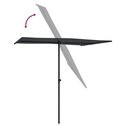 Garden Parasol | Black | Polyester, Aluminium | 2x1.5 m | Rotatable