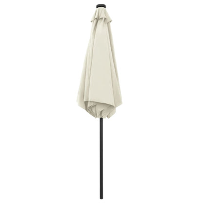 Garden Parasol with LED Lights and Aluminium Pole 270 cm Sand White
