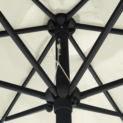 Garden Parasol with LED Lights and Aluminium Pole 270 cm Sand White