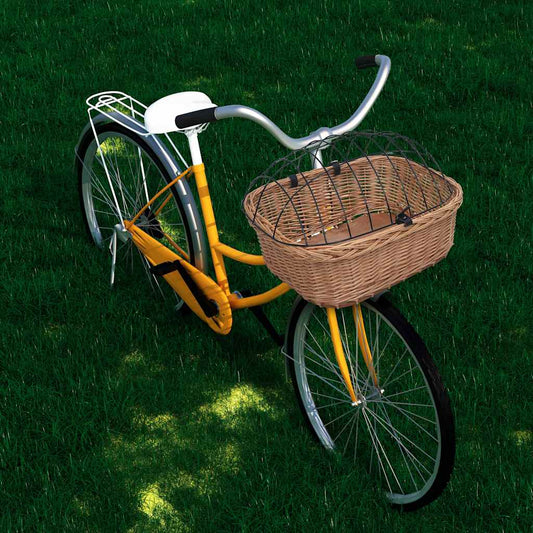 Bike Front Basket with Cover 50x45x35 cm Natural Willow