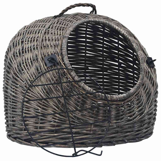 Cat Carrier | Grey and Black | Natural Willow, Iron | Medium | Portable