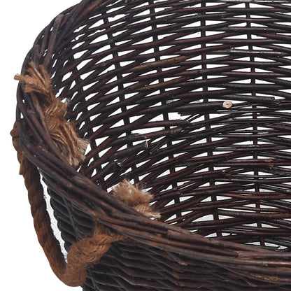 3 Piece Stackable Firewood Basket Set Dark Brown Willow