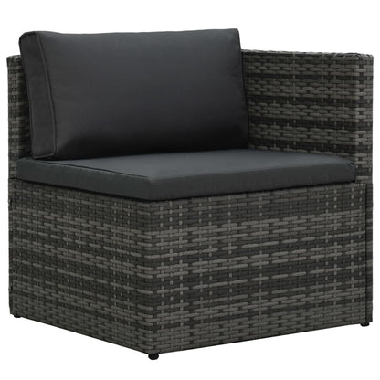 5 Piece Patio Lounge Set with Cushions Poly Rattan Gray