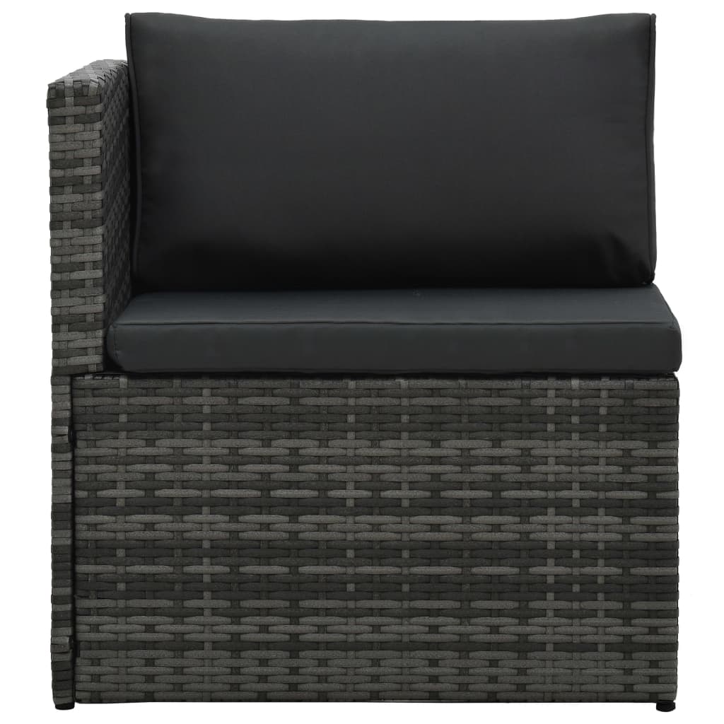 5 Piece Patio Lounge Set with Cushions Poly Rattan Gray
