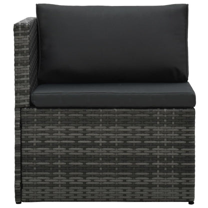 5 Piece Patio Lounge Set with Cushions Poly Rattan Gray