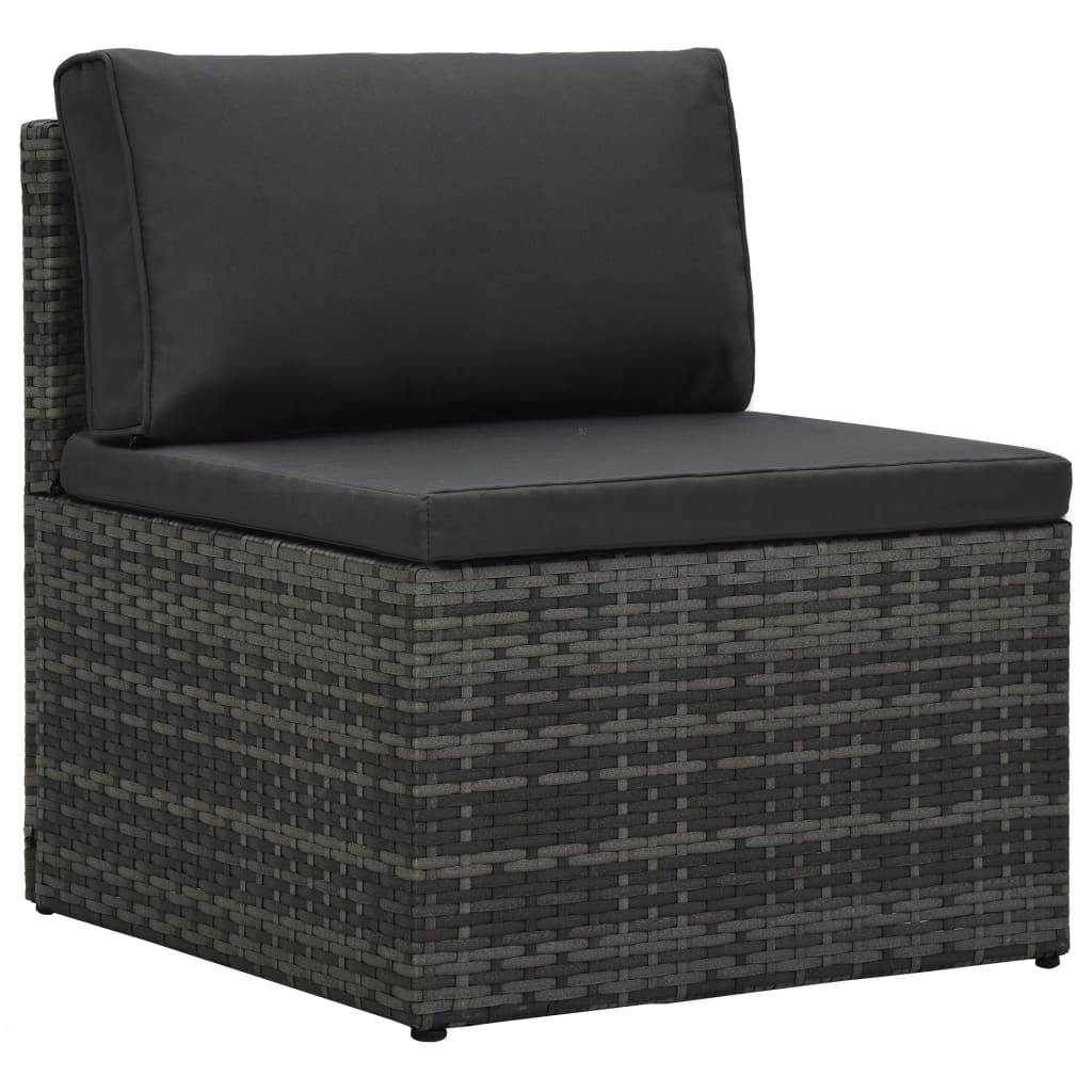 5 Piece Patio Lounge Set with Cushions Poly Rattan Gray
