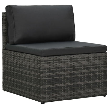 5 Piece Patio Lounge Set with Cushions Poly Rattan Gray