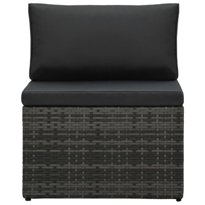 5 Piece Patio Lounge Set with Cushions Poly Rattan Gray