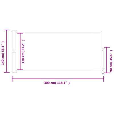 Patio Retractable Side Awning 140 x 300 cm Red
