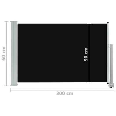 Patio Retractable Side Awning 23.6"x118.1" Black