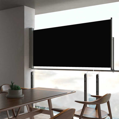 Patio Retractable Side Awning 23.6"x118.1" Black