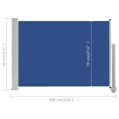Patio Retractable Side Awning 31.5"x118.1" Blue