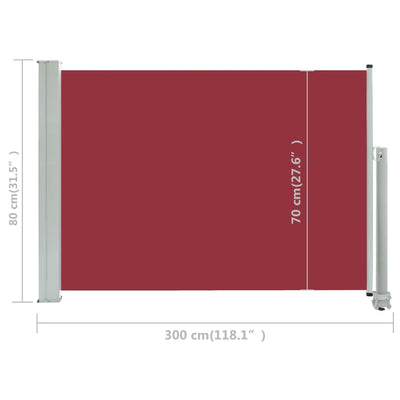 Patio Retractable Side Awning 31.5"x118.1" Red