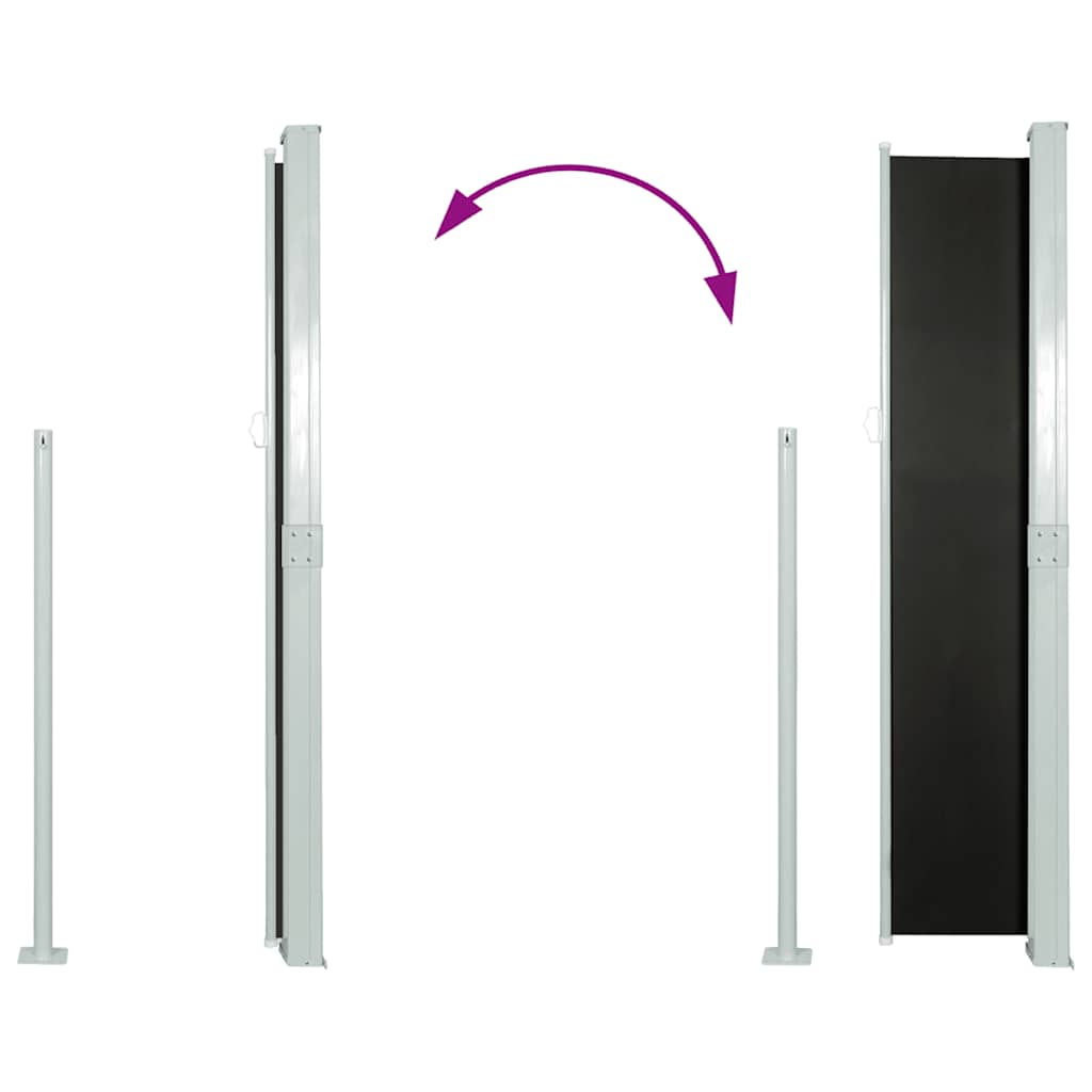 Side Awning | Black | Polyester with PU coating, Powder Coated Steel