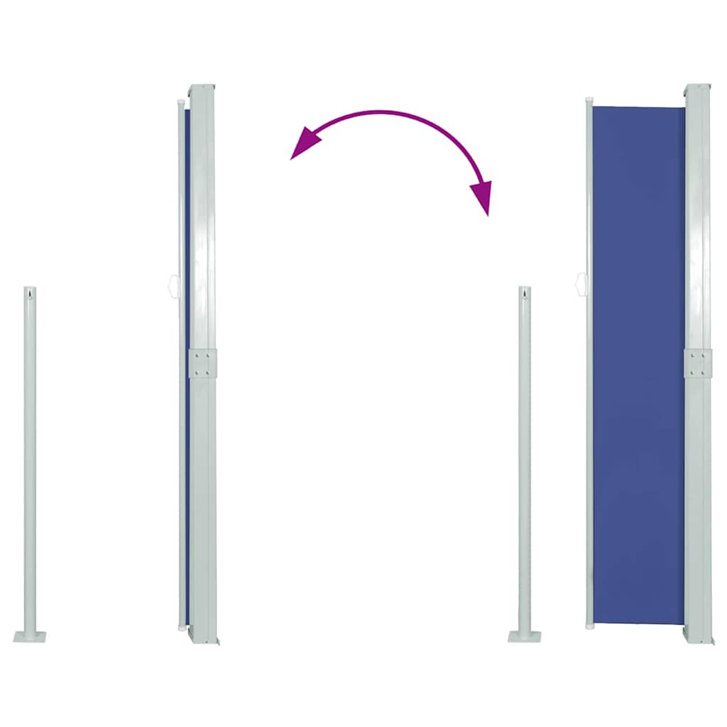 Side Awning | Blue, Grey | Polyester, Powder-Coated Steel | 170x300 cm