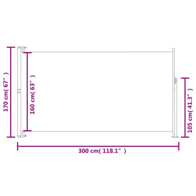Patio Retractable Side Awning 170x300 cm Brown