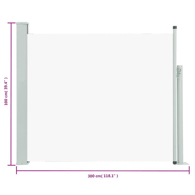 Patio Retractable Side Awning 39.4"x118.1" Cream