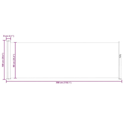 Patio Retractable Side Awning 100x300 cm Red