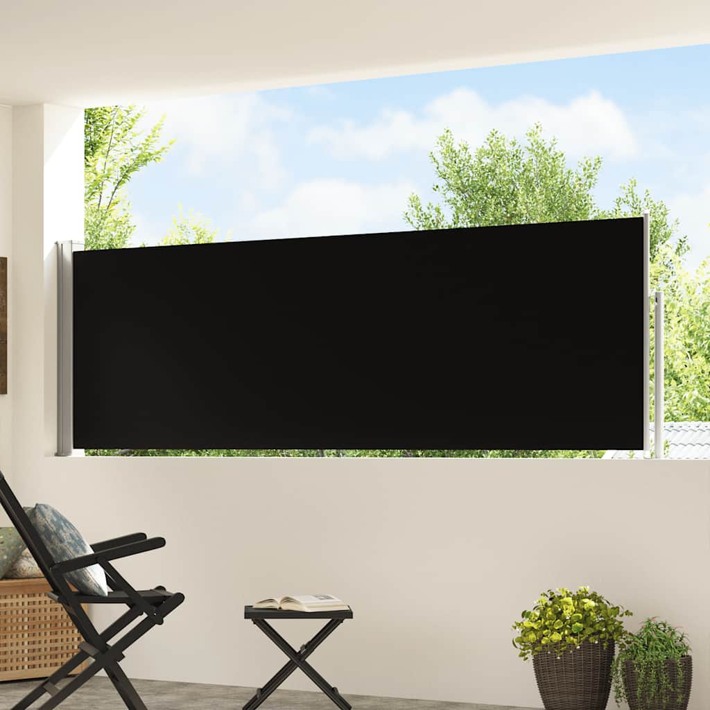 Patio Retractable Side Awning 100x500 cm Black