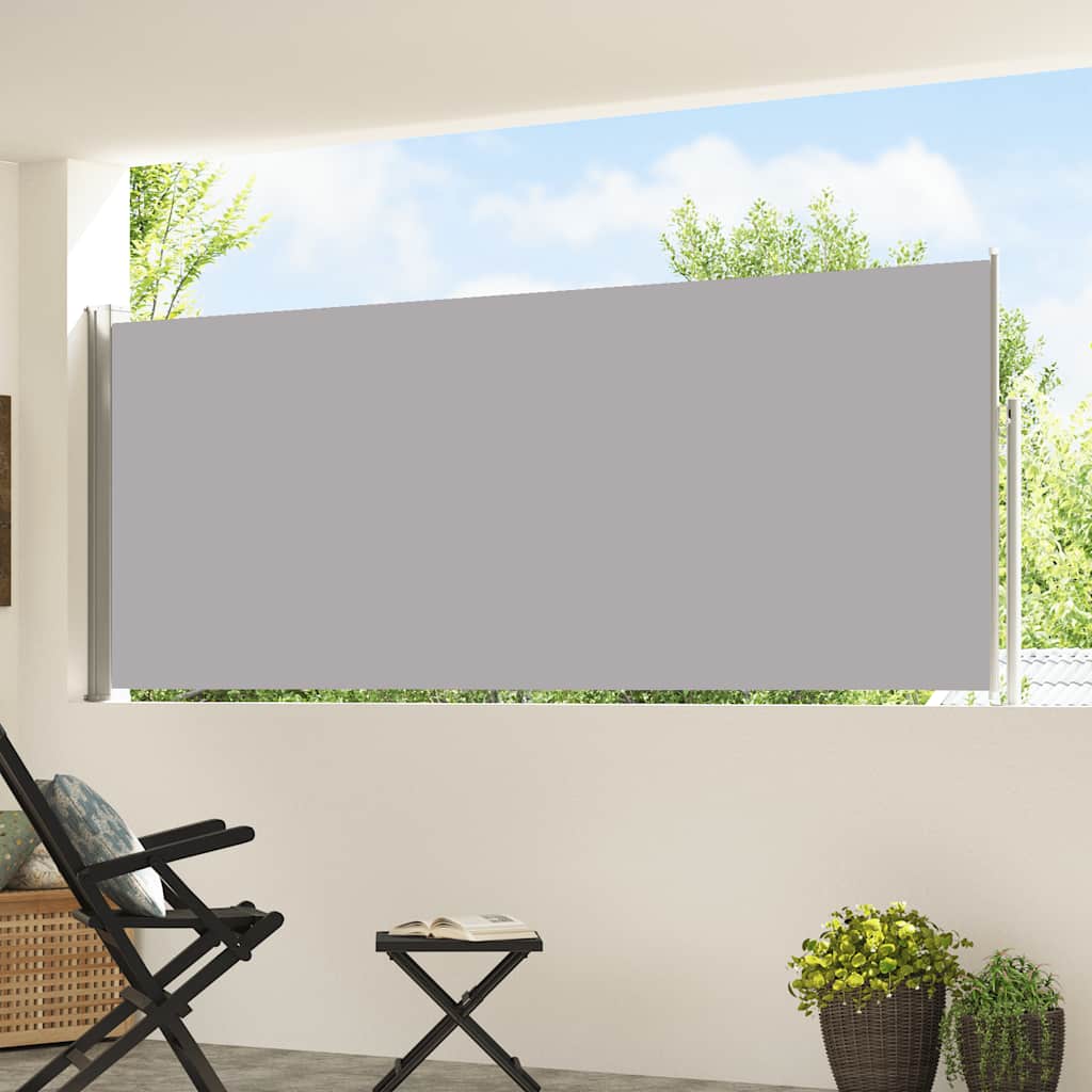 Patio Retractable Side Awning 47.2"x196.9" Gray