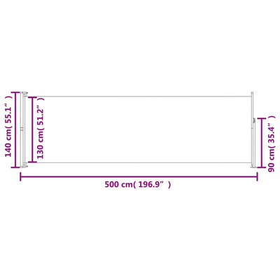 Patio Retractable Side Awning 140x500 cm Red