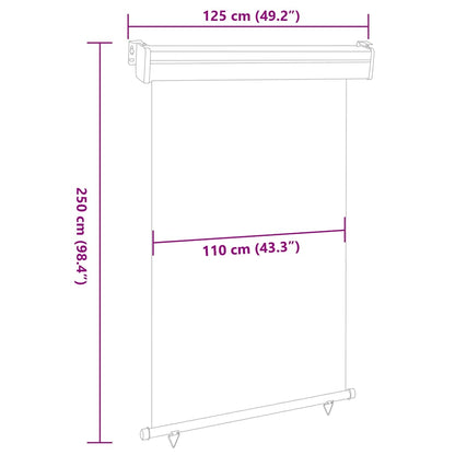 Balcony Side Awning | Red | Steel | 125 cm x 250 cm | Retractable